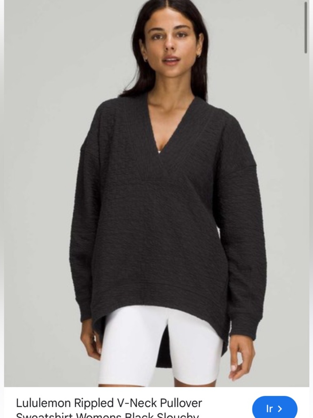 lululemon athletica Black Rippled V-Neck Pullover Sweater